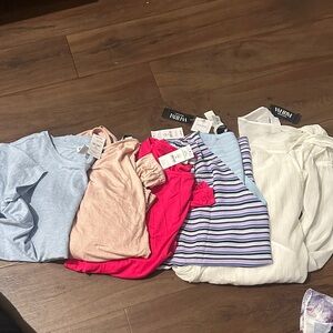 White House Black Market Women's Tops in Blue, Pink, Red, Striped, and White
